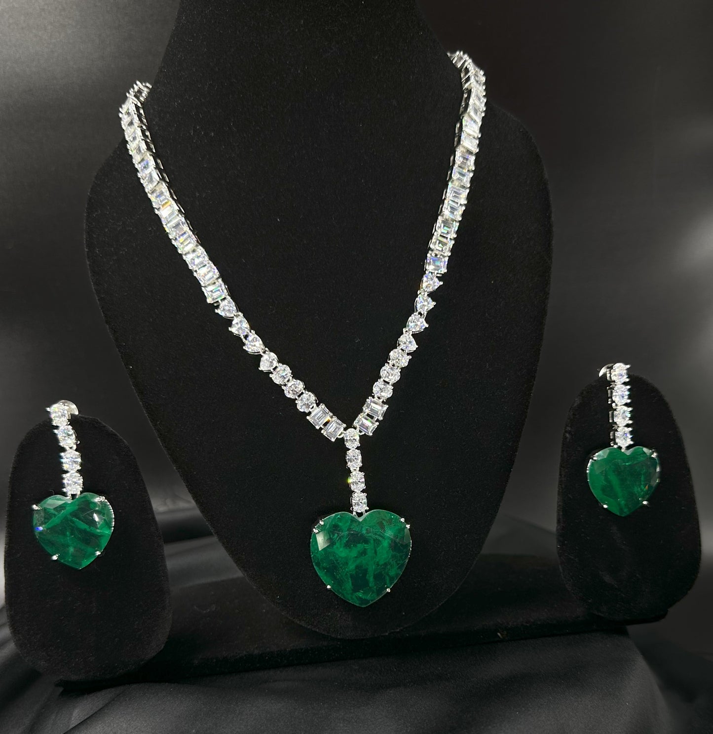 Green CZ Necklace Set