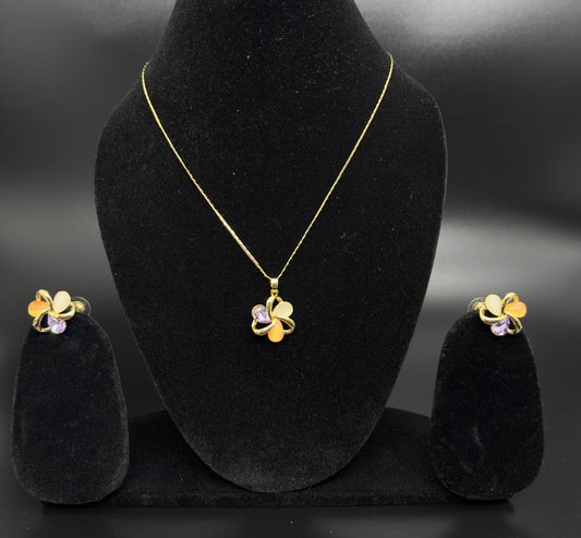 Purple orange pendant set